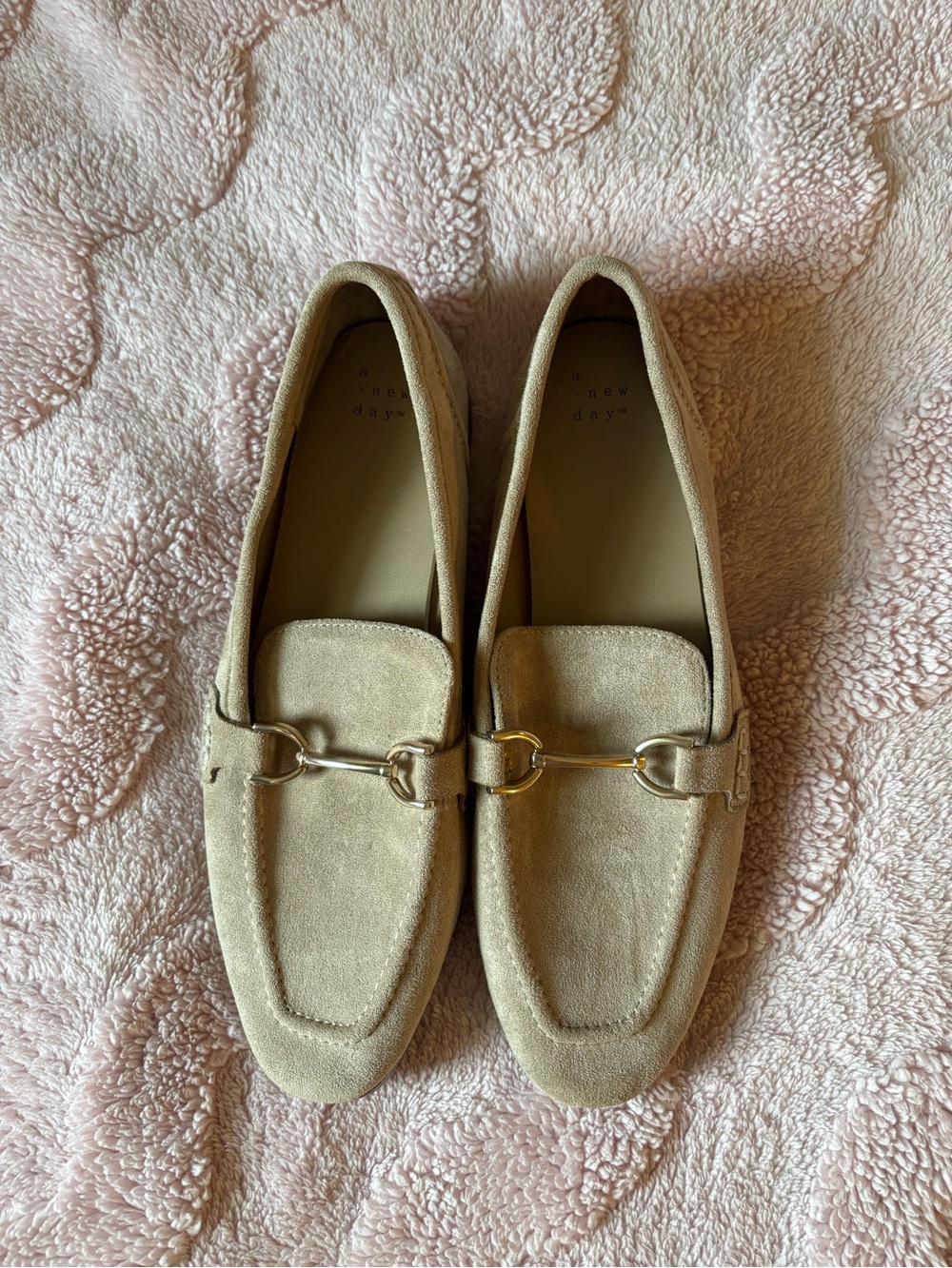 Classic Suede Loafers in Beige with Gold Bit Detail- Excellent Condition